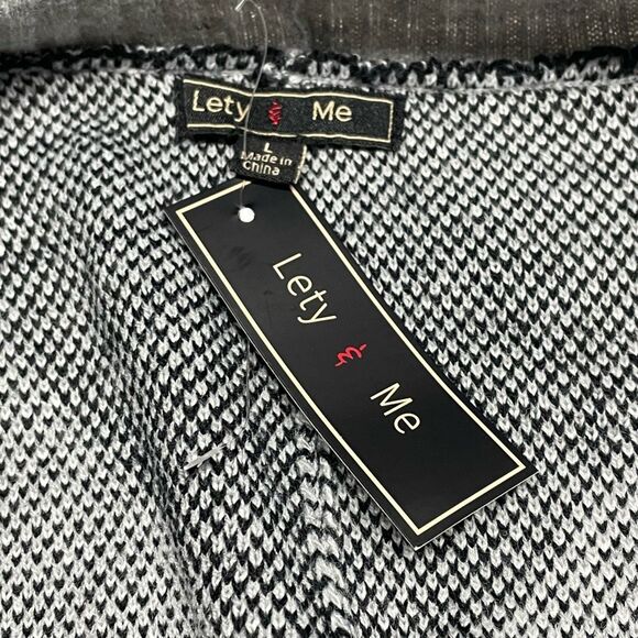 Lety & Me Gray Diagonal Plaid Open Front Cardigan - Picture 3 of 6